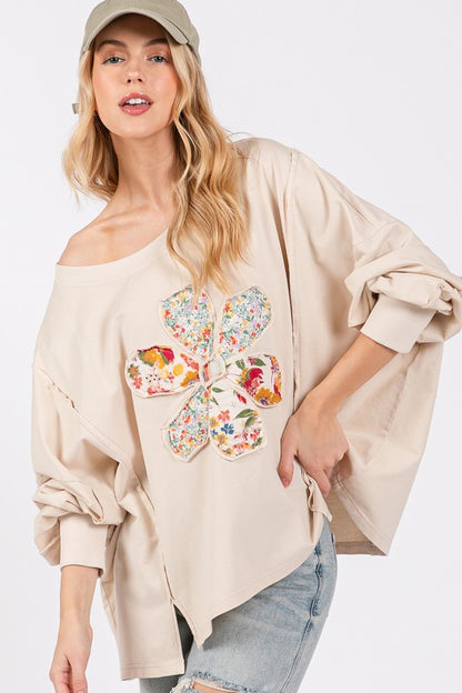 SAGE + FIG Flower Patch Dropped Shoulder Oversize Top - Tigbul's Variety Fashion Shop