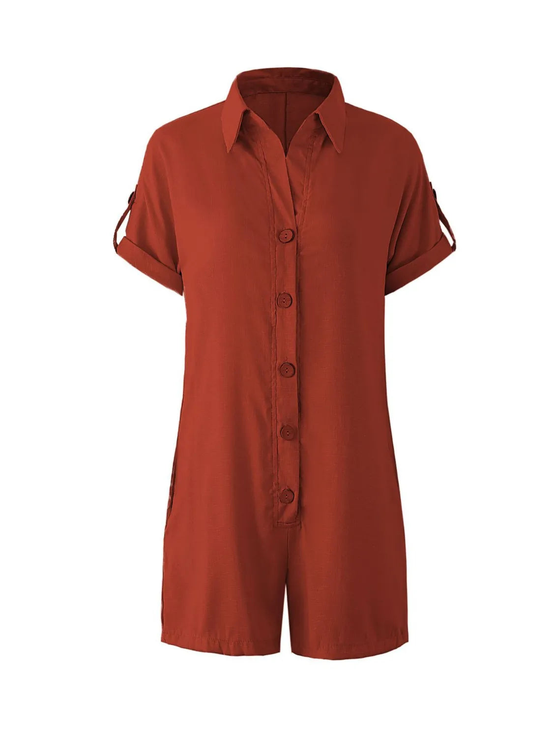 Button Front Short Sleeve Romper - Tigbul's Variety Fashion Shop