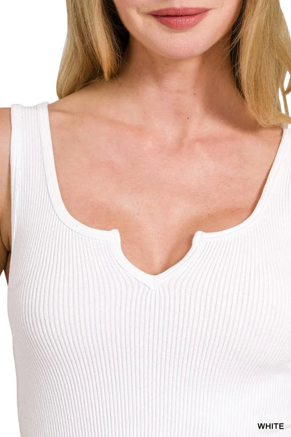 Zenana Seamless Split Neck Bra Tank Top - Tigbul's Variety Fashion Shop