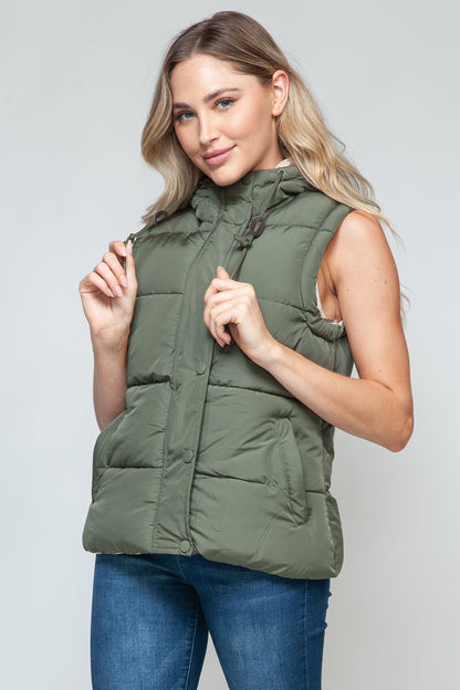 Snobbish Snap and Zip Closure Hooded Vest - Tigbul's Variety Fashion Shop