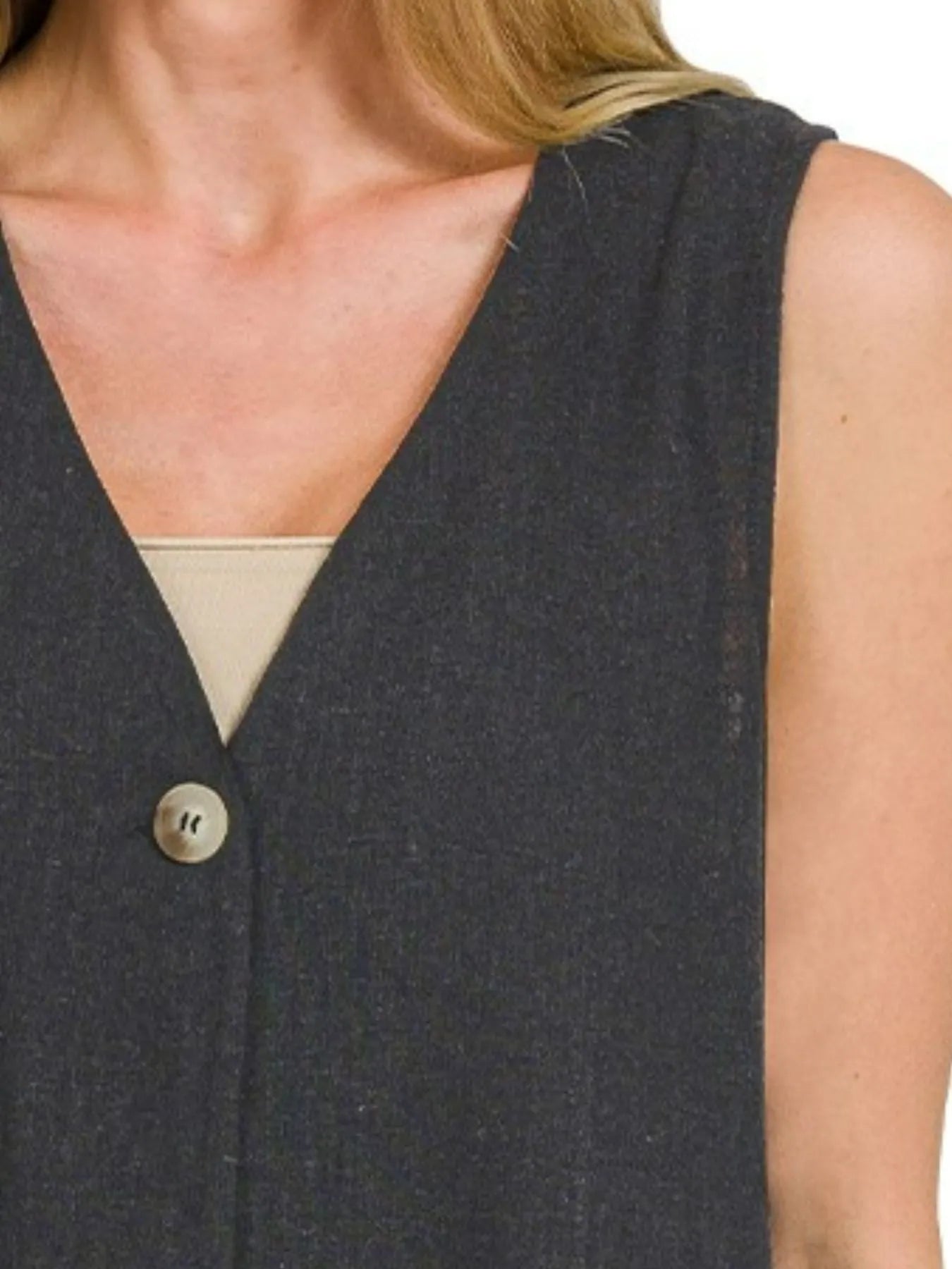 Zenana Side Slit Button-Front Vest - Tigbul's Variety Fashion Shop