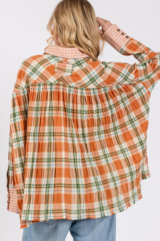 Plaid Button Down Long Sleeve Shirt - Tigbul's Variety Fashion Shop