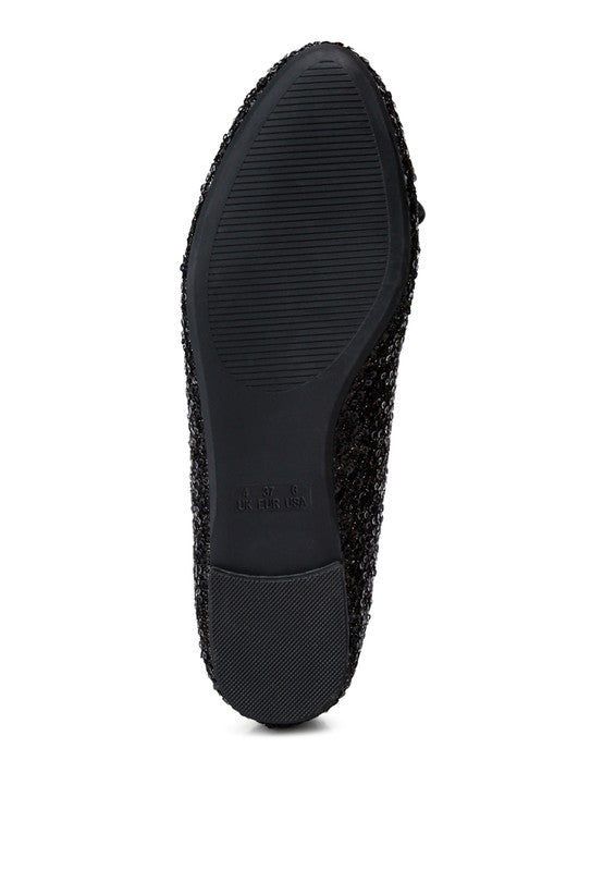 Ringo Black Sequin Embellished Ballet Flats - Tigbuls Variety Fashion