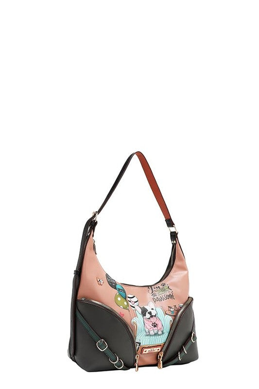 Nicole Lee USA Party King Shoulder Bag with 2 Accessory Pockets Front - Tigbul's Variety Fashion Shop