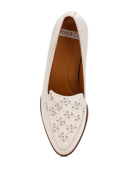 Gabassi Studded Genuine Leather Loafers - Tigbul's Variety Fashion Shop