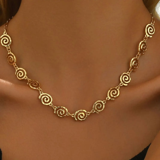 18K Gold-Plated Spiral Neclace and Bracelet Jewelry Set - Tigbul's Variety Fashion Shop
