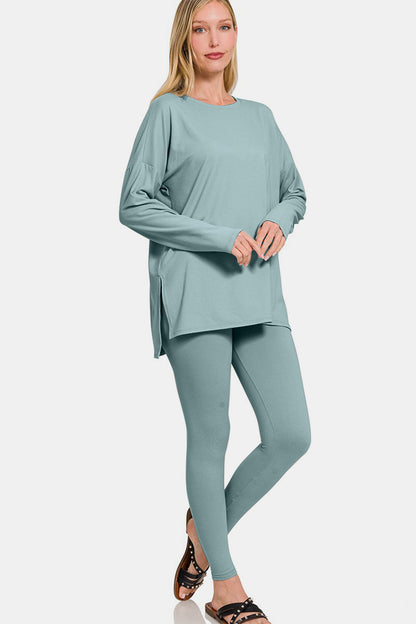 Zenana Full Size Brushed Microfiber Top and Leggings Lounge Set - Tigbul's Variety Fashion Shop