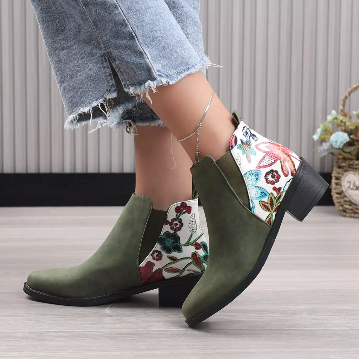 Point Toe Block Heels Ankle Boots - Tigbul's Variety Fashion Shop