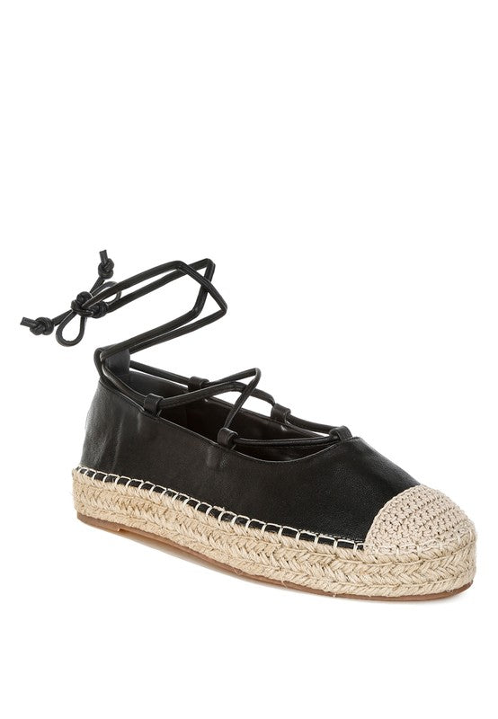 Alaya Woven Toe Lace-Up Espadrilles - Tigbul's Variety Fashion Shop