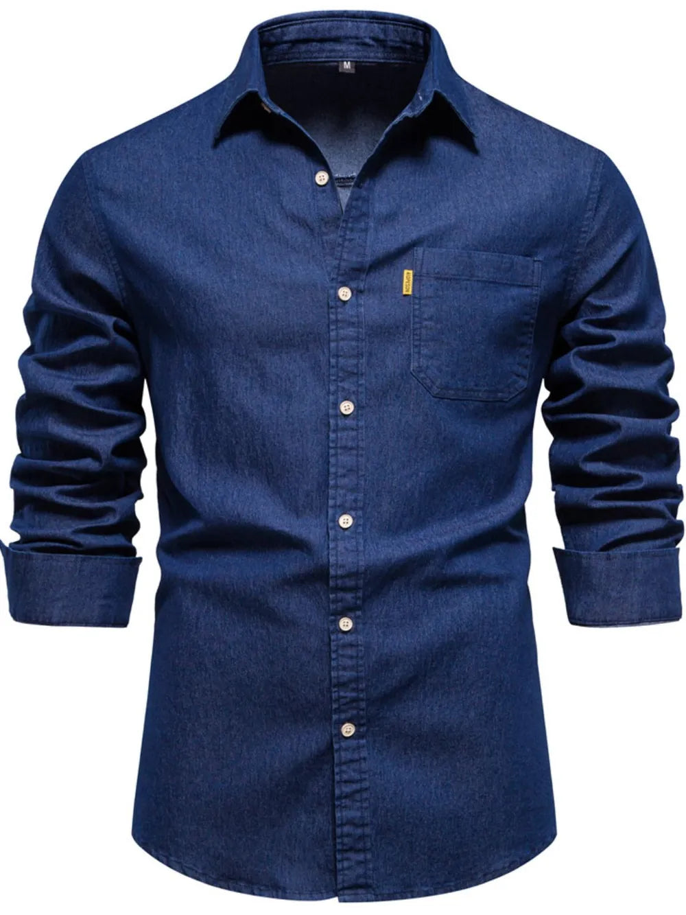 Men's Button-Down Denim Shirt with Chest Pocket - Tigbul's Variety Fashion Shop