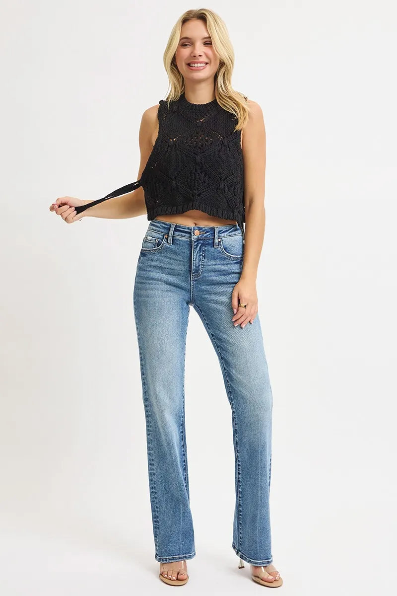 RISEN Full Size Tummy Control High Rise Straight Jeans Plus Size - Tigbul's Variety Fashion Shop