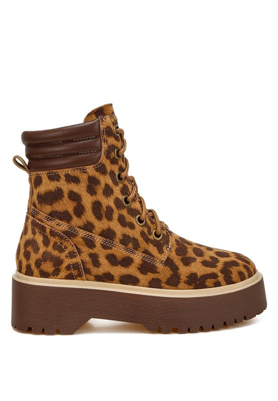 Ujola High Ankle Leopard Print Suede Boots - Tigbul's Variety Fashion Shop