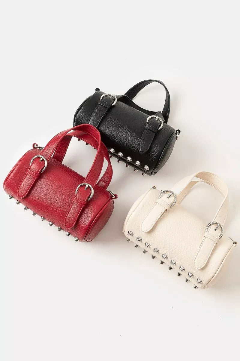 Fame Faux Leather Buckle Strap Cylinder Hand Bag - Tigbul's Variety Fashion Shop