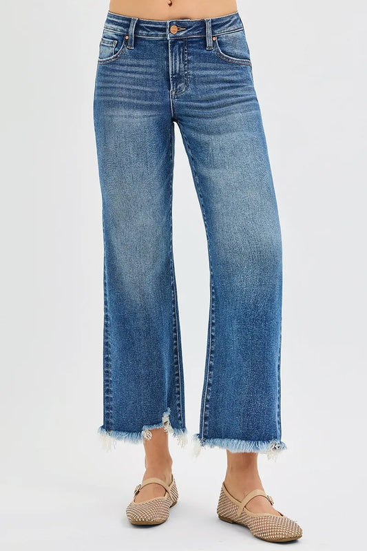 RISEN Full Size Mid Rise Crop Straight Jeans Plus Size - Tigbul's Variety Fashion Shop