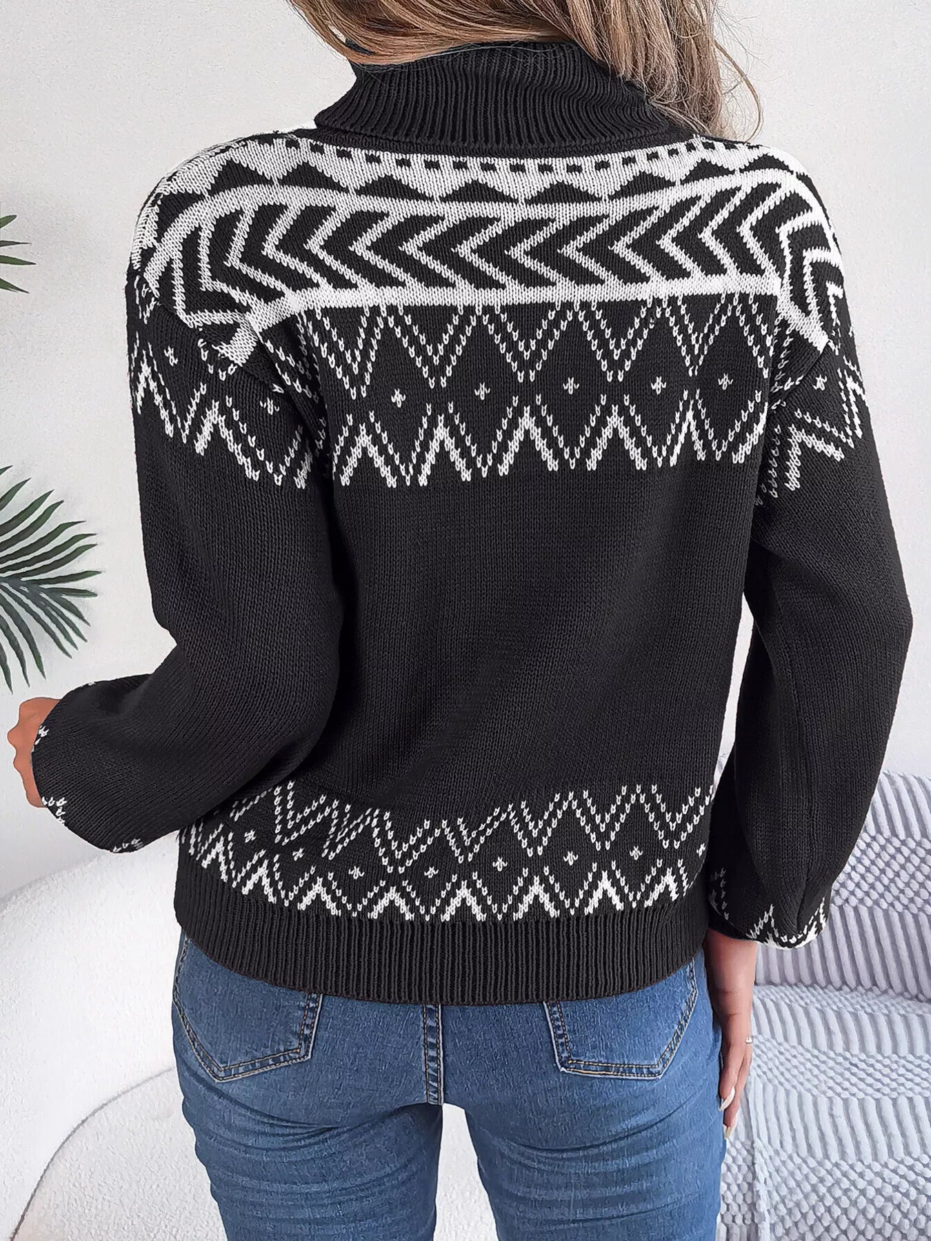 Turtleneck Dropped Shoulder Sweater - Tigbul's Variety Fashion Shop