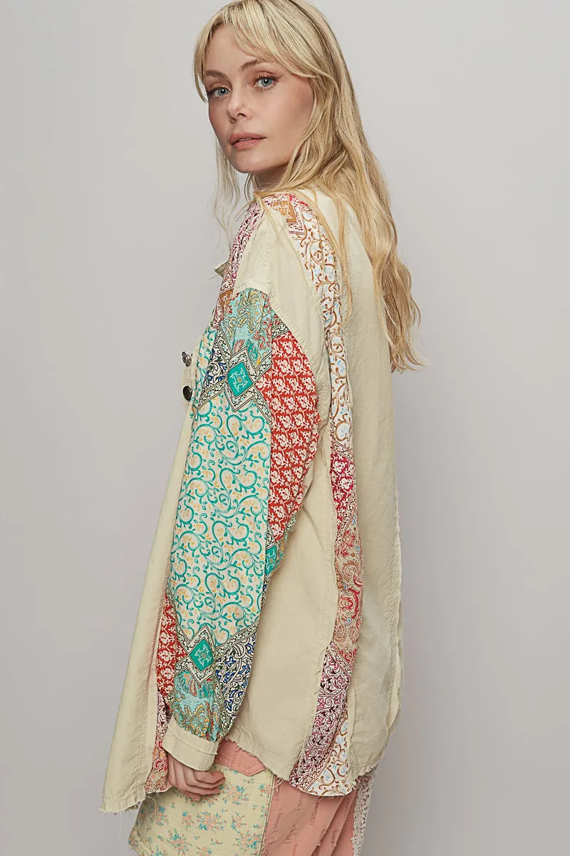 POL Printed Button Up Oversized Shirt - Tigbul's Variety Fashion Shop