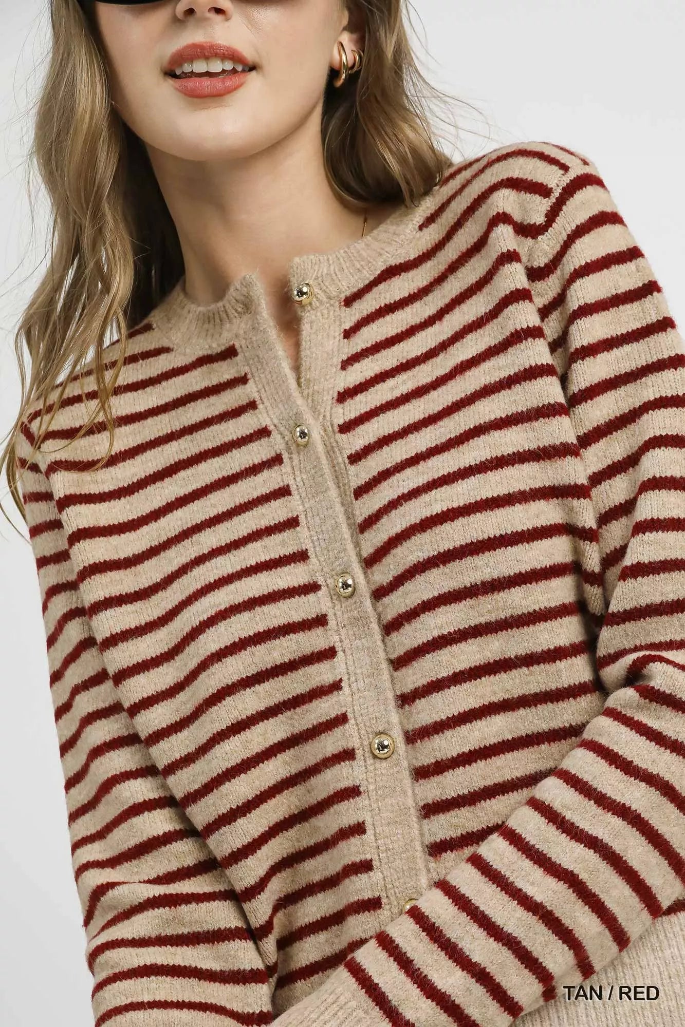 Umgee Striped Button-Up Knit Cardigan - Tigbul's Variety Fashion Shop
