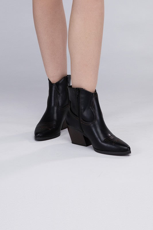 Side Zip Western Ankle Booties - Tigbuls Variety Fashion