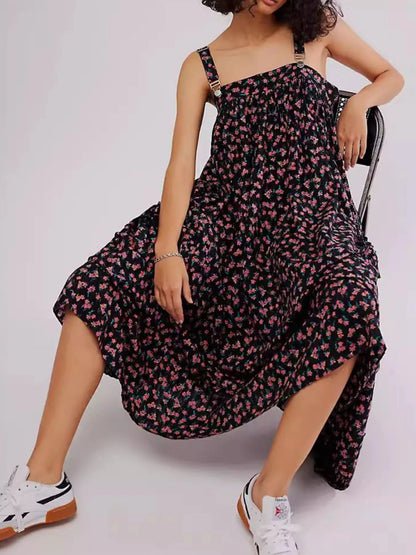 Floral Print Square Neck Summer Dress - Tigbul's Variety Fashion Shop
