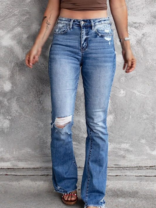 Distressed Flare Jeans - Tigbul's Variety Fashion Shop