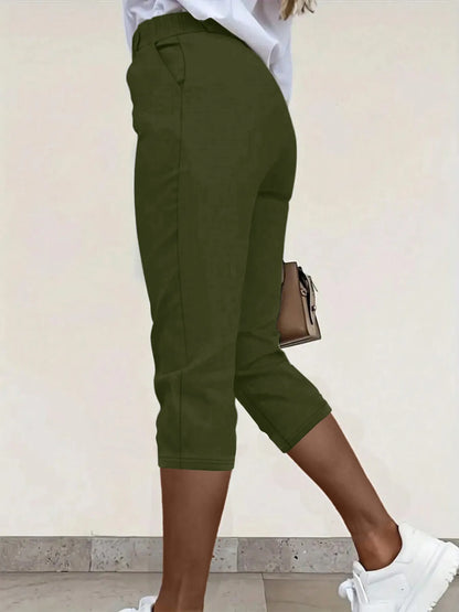 Pleated Detail Pants with Pockets - Tigbul's Variety Fashion Shop