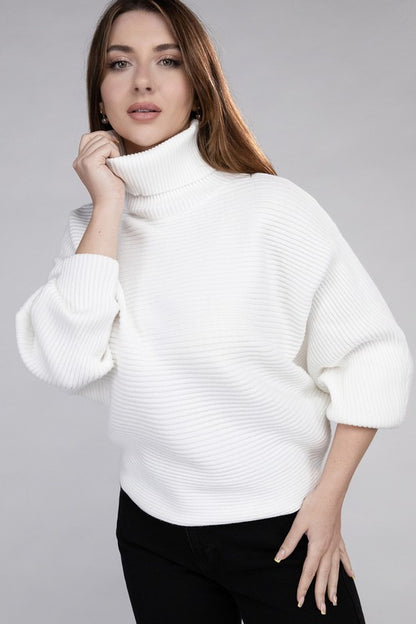 Viscose Dolman Sleeve Turtleneck Sweater - Tigbul's Variety Fashion Shop