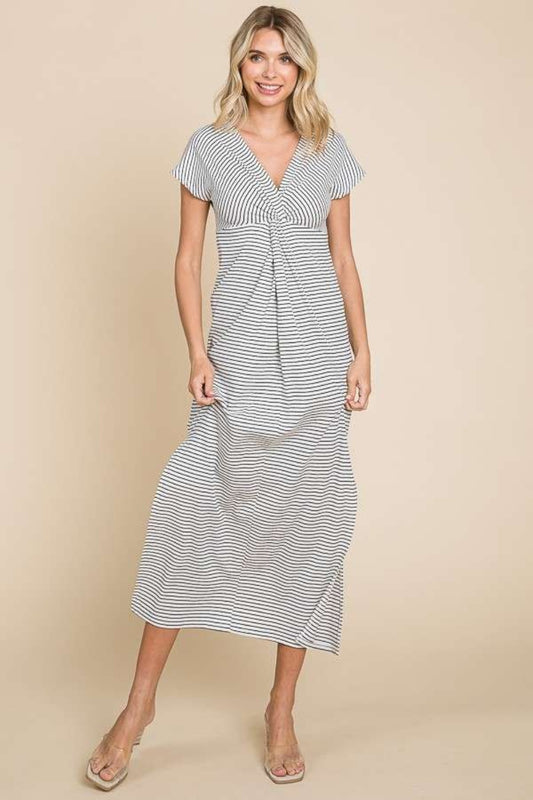 Culture Code Full Size Striped Twisted Detail Dress - Tigbuls Variety Fashion