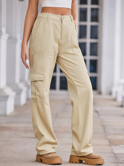 High-Waisted Cargo Jeans - Tigbul's Variety Fashion Shop
