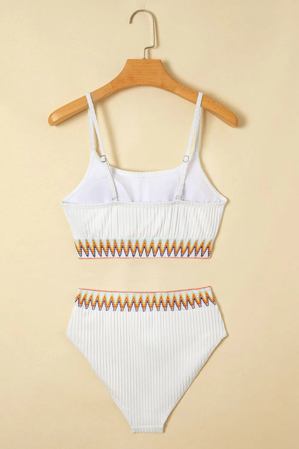 Textured Contrast Banding Bikini High Waist 2pcs Swimsuit - Tigbul's Variety Fashion Shop