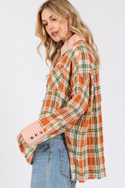 Plaid Button Down Long Sleeve Shirt - Tigbul's Variety Fashion Shop