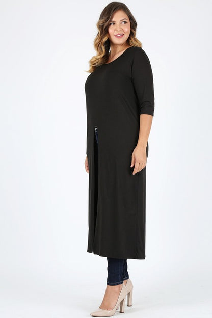 Plus Size Slit front  Maxi Top - Tigbul's Variety Fashion Shop