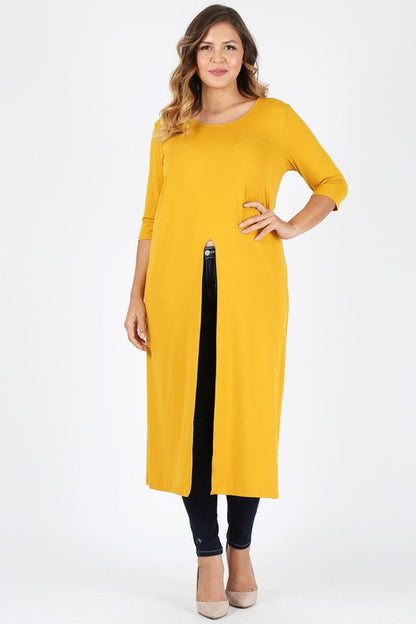 Plus Size Slit front  Maxi Top - Tigbul's Variety Fashion Shop