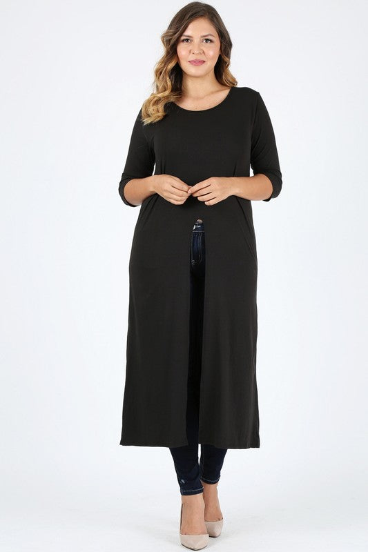 Plus Size Slit front  Maxi Top - Tigbul's Variety Fashion Shop