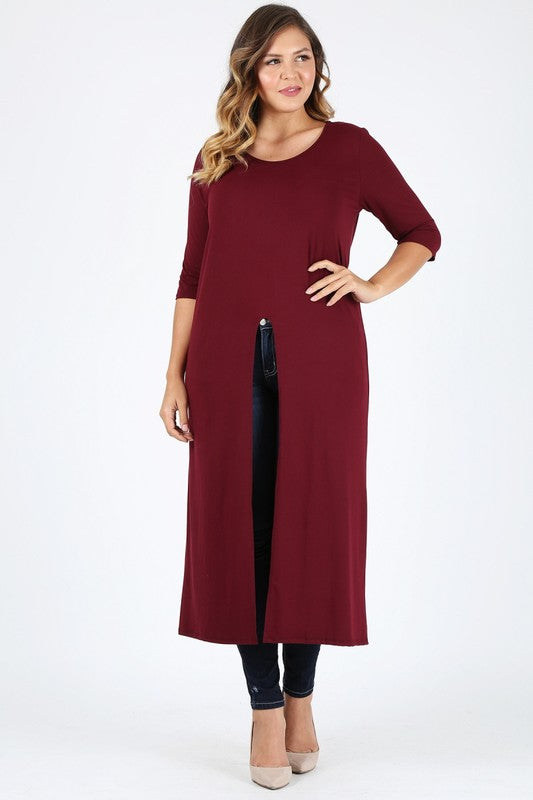 Plus Size Slit front  Maxi Top - Tigbul's Variety Fashion Shop