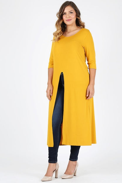 Plus Size Slit front  Maxi Top - Tigbul's Variety Fashion Shop