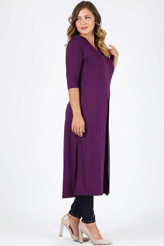 Plus Size Slit front  Maxi Top - Tigbul's Variety Fashion Shop