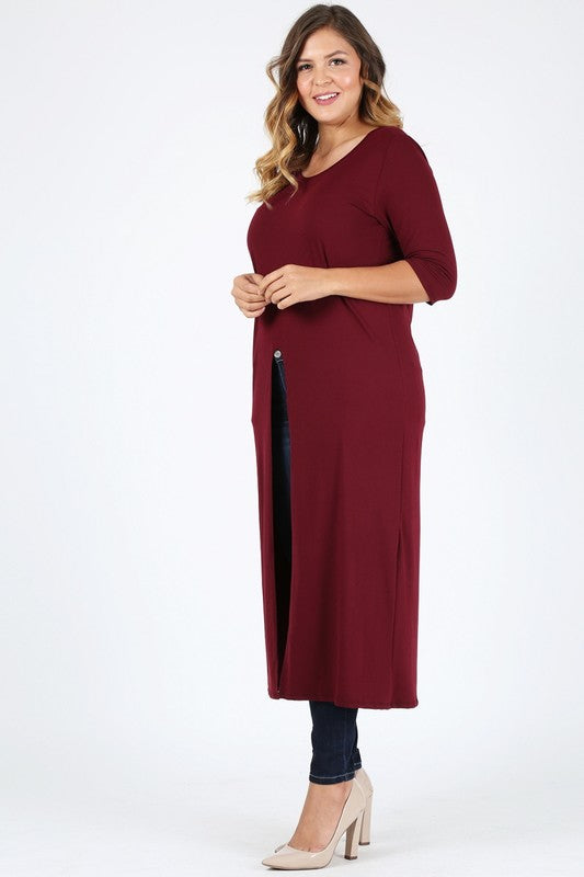 Plus Size Slit front  Maxi Top - Tigbul's Variety Fashion Shop