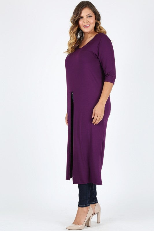 Plus Size Slit front  Maxi Top - Tigbul's Variety Fashion Shop