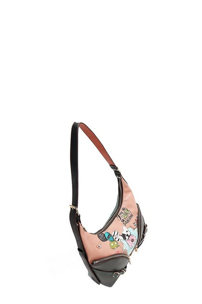Nicole Lee USA Party King Shoulder Bag with 2 Accessory Pockets Front - Tigbul's Variety Fashion Shop