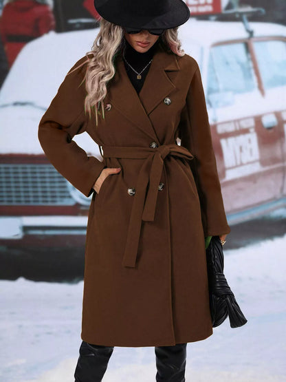 Double-Breasted Lapel Collar Overcoat - Tigbul's Variety Fashion Shop