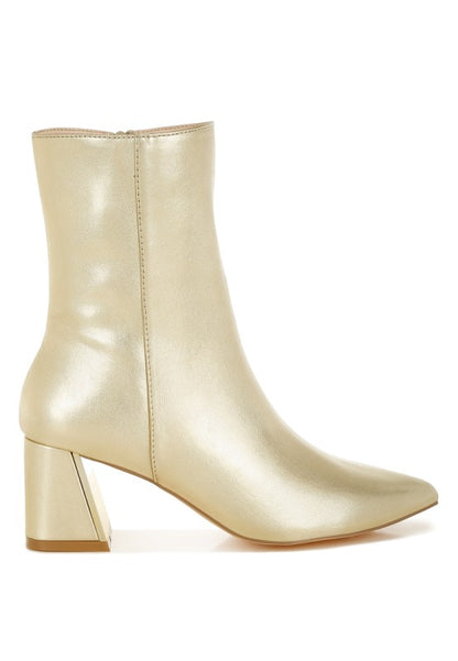 Kaira Metallic Accent Heel High Ankle Boots - Tigbul's Variety Fashion Shop