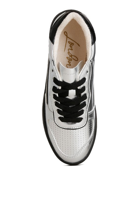 Kyniska Metallic Faux Leather Everyday Sneakers - Tigbul's Variety Fashion Shop