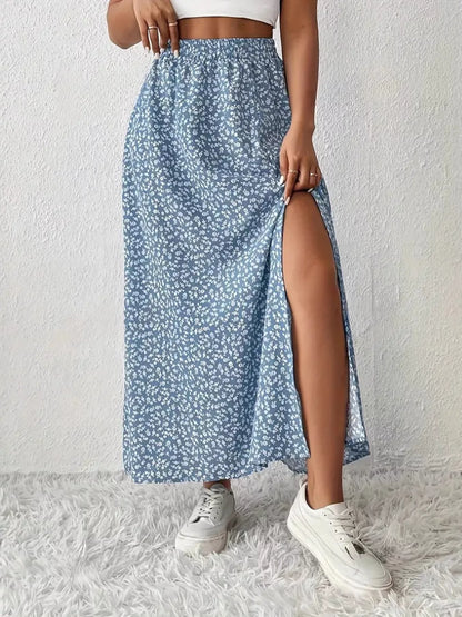 Slit Printed Skirt - Tigbul's Variety Fashion Shop