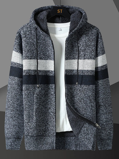 Men's Plus Size Drawstring Zip Up Hooded Cardigan - Tigbul's Variety Fashion Shop