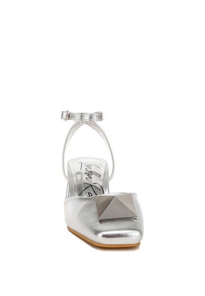 Silver Griselda Brooch Detail Ankle Strap Sandals - Tigbul's Variety Fashion Shop