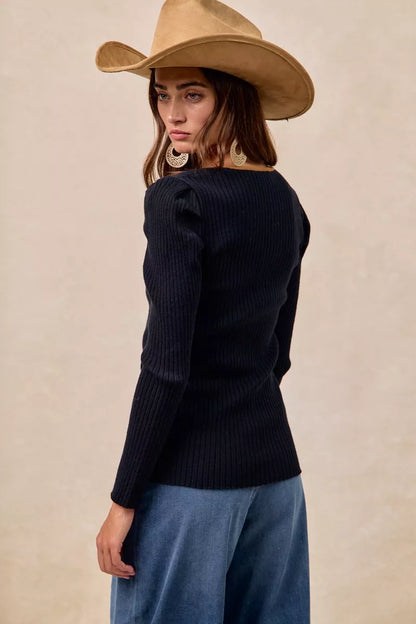 BiBi Ribbed Contrast Front Tied Top with Shrried - Tigbul's Variety Fashion Shop