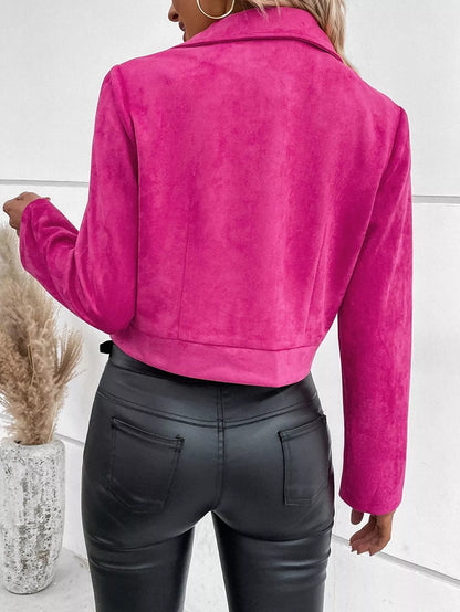 Suede Moto Jacket with Zip Detail - Tigbul's Variety Fashion Shop