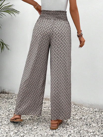 Tied Printed Wide Leg Pants - Tigbul's Variety Fashion Shop