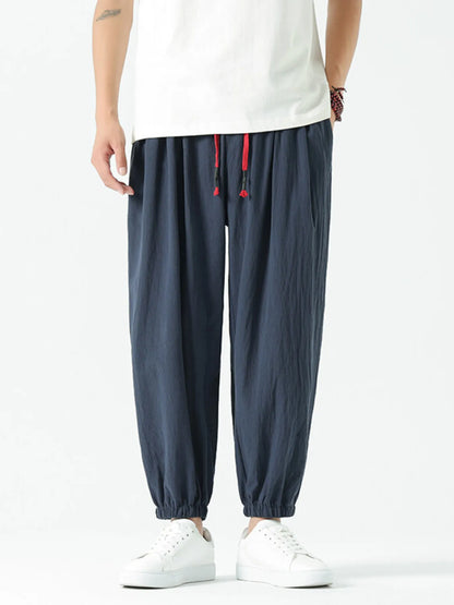 Men's Drawstring Wide Leg Relaxed Fit Pants - Tigbul's Variety Fashion Shop