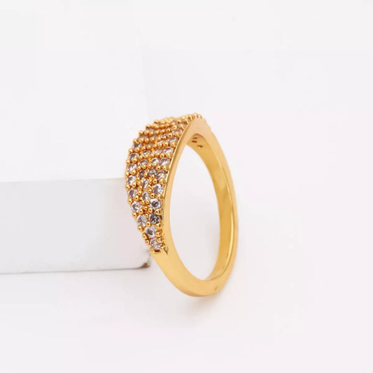 18K Gold-Plated Copper Zircon Ring Size 7 - Tigbul's Variety Fashion Shop